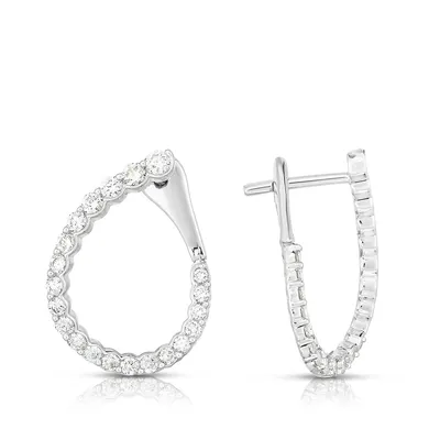 3/4 ct. tw. Diamond Forward-Facing Oval Hoop Earrings in 14K White Gold