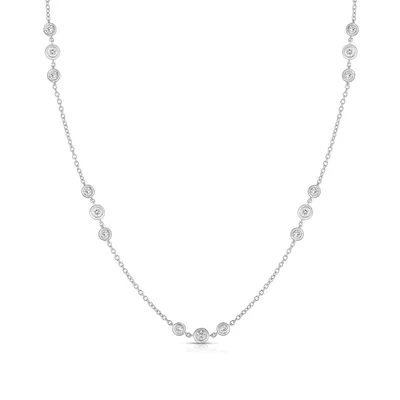 1-3/8 ct. tw. Diamond Bezel Set Station Necklace in 14K White Gold