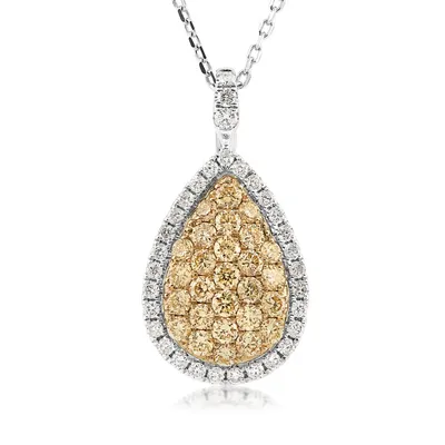 ct. tw. Yellow & White Diamond Pear-Shaped Cluster Pendant in 14K White & Yellow Gold