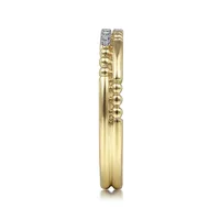 Gabriel & Co. 1/20 ct. tw. Diamond Two Row Beaded Stackable Ring 14K Yellow Gold