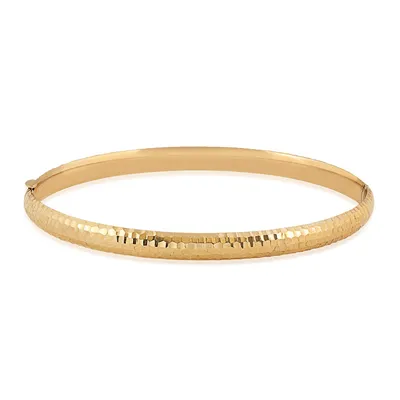 4.7mm Hammered Hinged Bangle Bracelet in 10K Yellow Gold