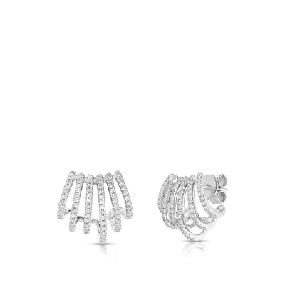 JustDesi 1/3 ct. tw. Diamond Multi-Hoop Earrings in 14K White Gold