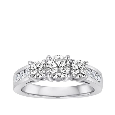 ct. tw. Round 3-Stone Diamond Anniversary Ring 14K White Gold