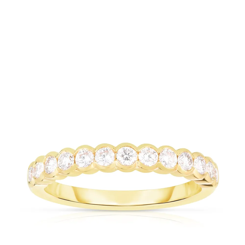 1/2 ct. tw. Diamond Bezel Set Anniversary Band 14K Yellow Gold