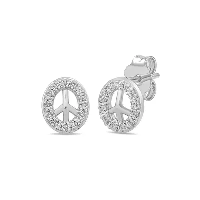 Hallmark 1/8 ct. tw. Diamond Peace Sign Earrings in Sterling Silver