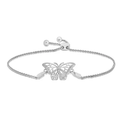 Hallmark 1/10 ct. tw. Diamond Butterfly Bolo Bracelet in Sterling Silver