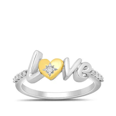 Hallmark 1/10 ct. tw. Diamond Love Ring Sterling Silver & 14K Yellow Gold