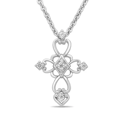 Hallmark Diamond Accent Cross Pendant in Sterling Silver