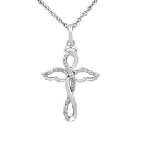 Hallmark Diamond Accent Winged Cross Pendant in Sterling Silver