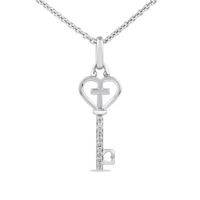 Hallmark Diamond Accent Heart & Cross Key Pendant in Sterling Silver