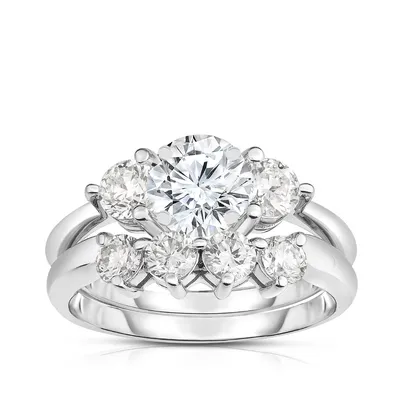 1 ct. tw. Round 3-Stone Diamond Semi-Mount Wedding Set 14K Gold