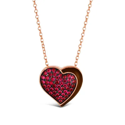 Le Vian x Godiva Passion Ruby & Chocolate Enamel Heart Necklace in 14K Strawberry Gold