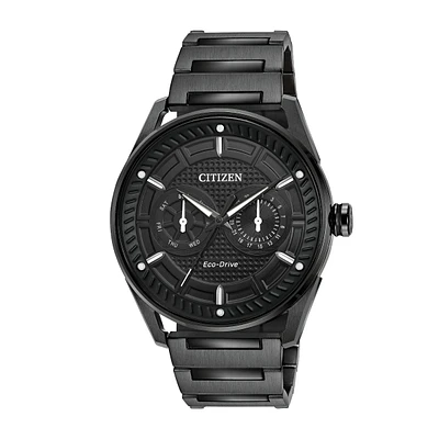 Citizen Men's Eco-Drive Black Stainless Steel Watch with Black Dial