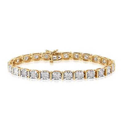 8 ct. tw. Round Brilliant Diamond Tennis Bracelet with Miracle Plates in 10K Yellow Gold