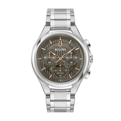 Bulova Men's Curv Quartz Chronograph Stainless Steel Watch with Dial