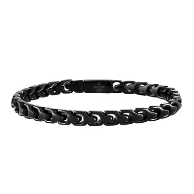 Bulova Men's 6mm 8.5" Link Bracelet in Black Ion Plated Stainless Steel