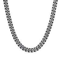 Bulova Men's 10mm Curb Chain Necklace in Blue Ion Plated Stainless Steel