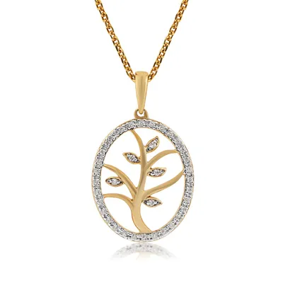 1/10 ct. tw. Diamond Family Tree Pendant in 10K Yellow Gold