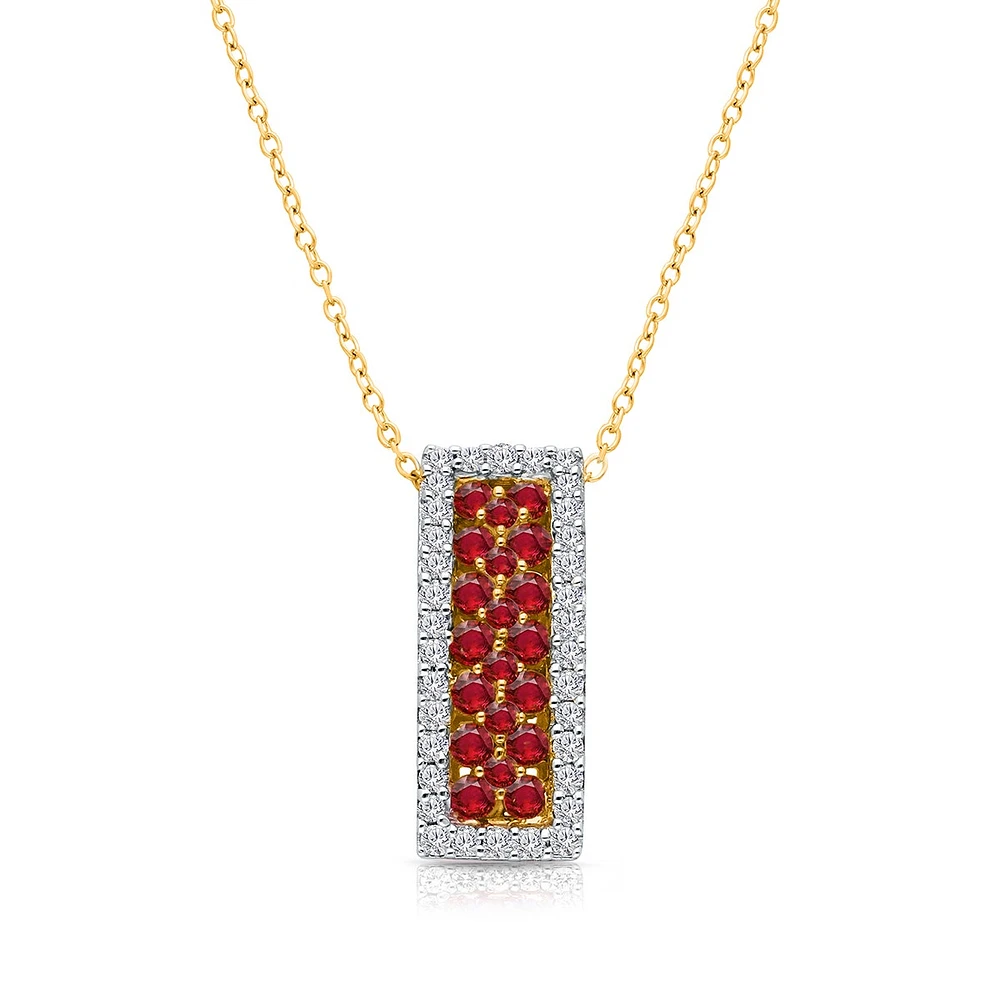 Kallati Ruby & 1/3 ct. tw. Diamond Vertical Bar Pendant in 14K Yellow & White Gold