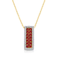 Kallati Ruby & 1/3 ct. tw. Diamond Vertical Bar Pendant in 14K Yellow & White Gold