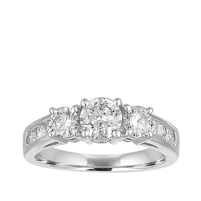 3/ ct. tw. Round Brilliant 3-Stone Diamond Anniversary Ring 14K White Gold