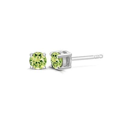 5mm Round Peridot Solitaire Earrings in 14K Gold