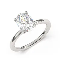 Goldman Diamond Accent Hidden Halo Oval Semi-Mount Engagement Ring 14K White Gold