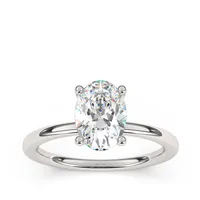 Goldman Diamond Accent Hidden Halo Oval Semi-Mount Engagement Ring 14K White Gold