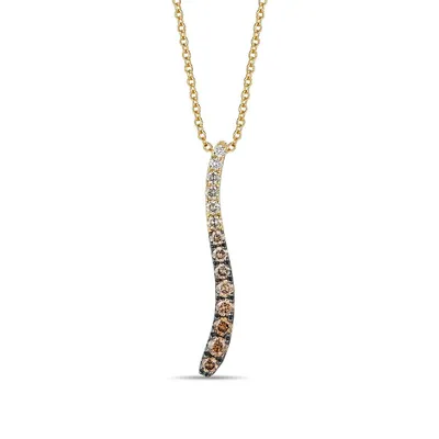 Le Vian 3/8 ct. tw. Chocolate Ombre Diamond Graduated Curve Pendant in 14K Honey Gold