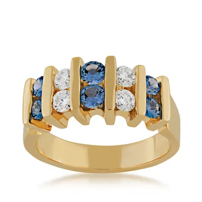 Yogo Sapphire & 3/8 ct. tw. Diamond Alternating Ring 14K Yellow Gold