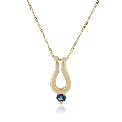 Yogo Sapphire Open Drop Pendant in 14K Yellow Gold