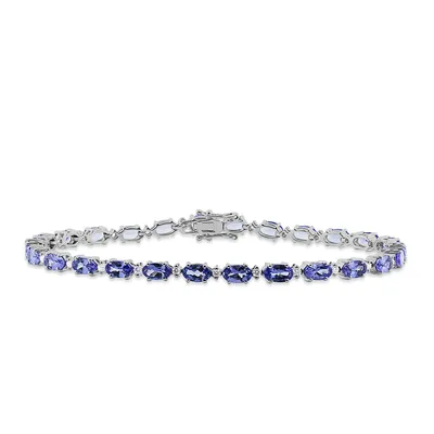 Oval Tanzanite & 3/8 ct. tw. Diamond 7" Bracelet in 14K White Gold