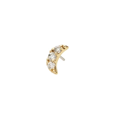 Revelry Lab-Grown Round 3-Stone Diamond Accent Crescent Moon Topper in 14K Yellow Gold