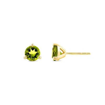 American Colors 5mm Peridot Stud Earrings in 10K Yellow Gold