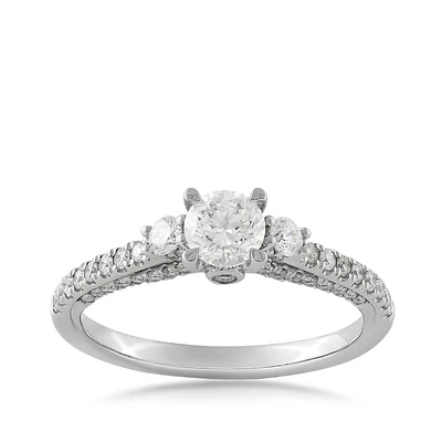 3-Stone 1 ct. tw. Round Brilliant Diamond Engagement Ring 14K White Gold
