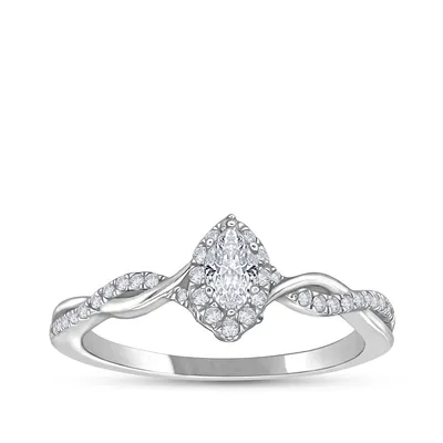 True Promise 1/3 ct. tw. Marquise Diamond Halo Twist Engagement Ring 10K White Gold