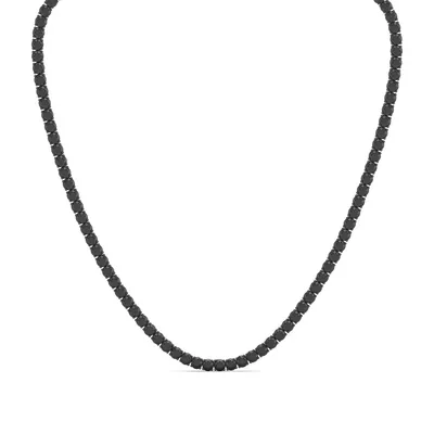 Men's Black Spinel 22" Tennis Necklace in Black Rhodium Plated Sterling Silver