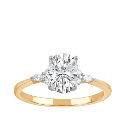 Adamante 2-1/3 ct. tw. Lab-Grown Oval Diamond Engagement Ring 14K Yellow & White Gold