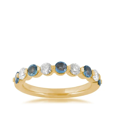 Yogo Sapphire & 3/8 ct. tw. Diamond Alternating Ring 14K Yellow Gold