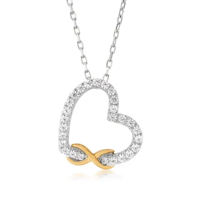 Infinite Love 1/4 ct. tw. Diamond Heart & Infinity Pendant in Sterling Silver & 10K Yellow Gold