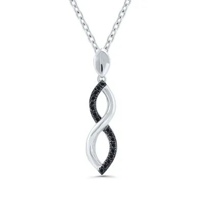 Treated Black Diamond Accent Twist Pendant in Sterling Silver