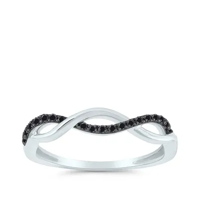 1/10 ct. tw. Treated Black Diamond Twist Ring Sterling Silver