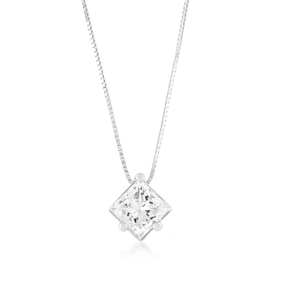 Adamante 1 ct. tw. Lab-Grown Princess Cut Diamond Solitaire Pendant in 14K Gold