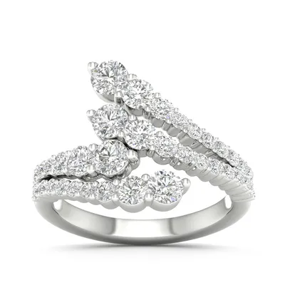 Adamante 1-1/2 ct. tw. Lab-Grown Diamond Graduated Two Row Bypass Ring 14K White Gold