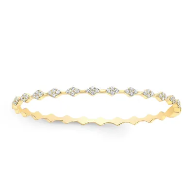 JustDesi 3/4 ct. tw. Diamond Marquise Cluster Station Bangle Bracelet in 14K Yellow Gold
