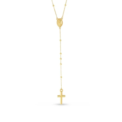 Cross Y Necklace in 14K Yellow Gold