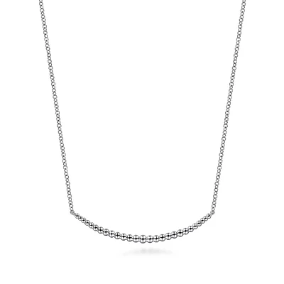 Gabriel & Co. Graduated Bead Bujukan Curved Bar Necklace in Sterling Silver