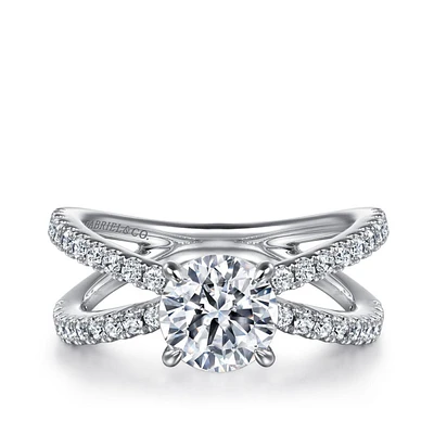 Gabriel & Co. 1/2 ct. tw. Diamond Split Shank Round Semi-Mount Engagement Ring 14K White Gold