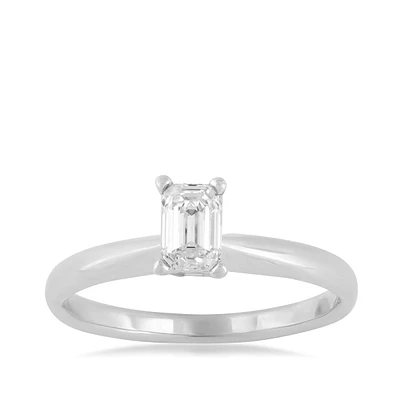 ct. tw. Emerald Cut Diamond Solitaire Engagement Ring 14K White Gold