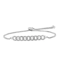 1/5 ct. tw. Diamond Curb Link Fashion Bolo Bracelet in Sterling Silver - FB31376DIA-SS